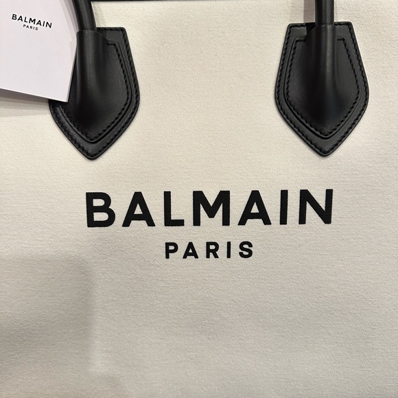 NEW WITH TAGS - B-ARMY LEATHER-TRIMMED CANVAS SHOPPER TOTE - Picture 6 of 15